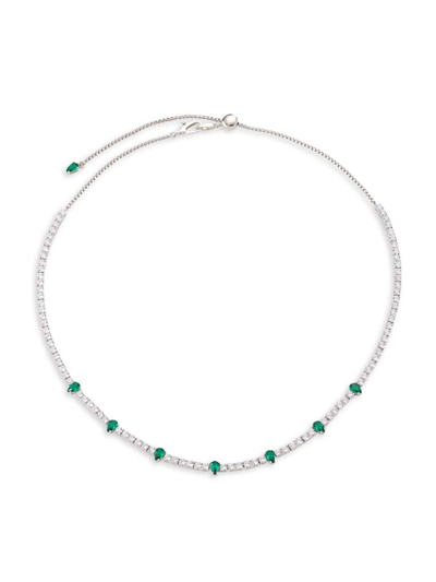 Adriana Orsini Women's Loveall Sterling Silver, Crystal, & Cubic Zirconia Necklace In Silver Emerald