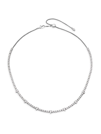 Adriana Orsini Loveall Rhodium-plated Pear Cubic Zirconia Tennis Necklace In Sterling Silver