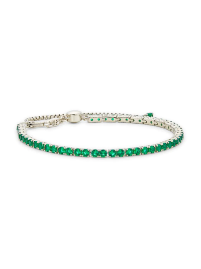 Adriana Orsini Loveall Sterling Silver & Faux Emerald Bracelet In Silver Emerald