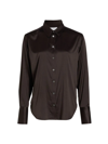 Frame The Standard Silk-blend Satin Shirt In Brown