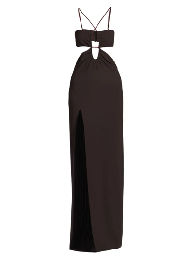 Nensi Dojaka Floor-length Cut Out Dress In Brown