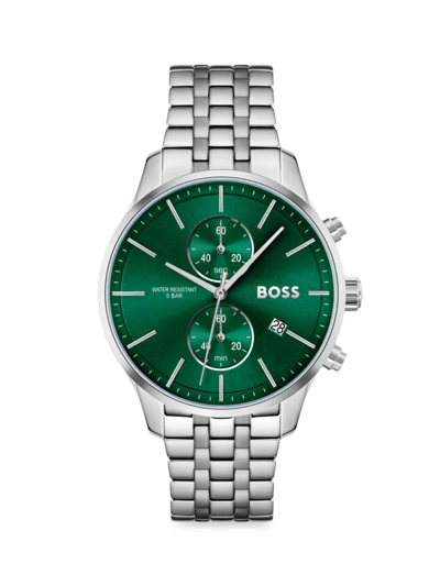 Hugo Boss Boss Men's Associate Silver-tone Stainless Steel Bracelet Watch, 42mm In Assorted-pre-pack