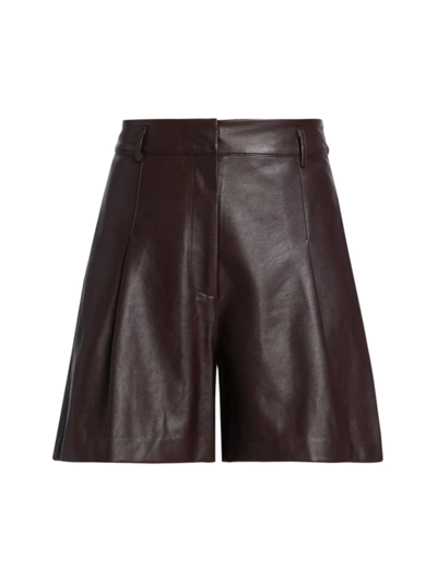 Astr Wilma Vegan Leather Shorts In Brown