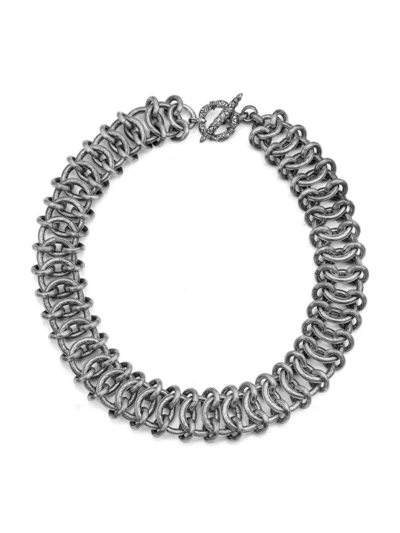 Stephen Dweck Orogento Sterling Silver Engraved Chainmail Necklace