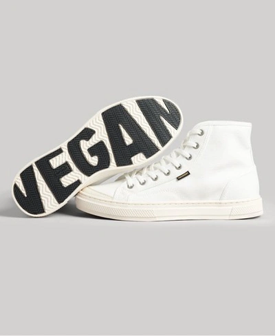 Superdry Vintage Vegan Faux Vulc High Top Trainers In Cream