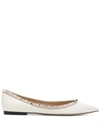 Valentino 10mm Rockstud Leather Flats In Neutrals