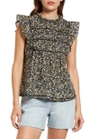 Rails Filomena Floral Print Cotton Blouse In Black Mini Floral