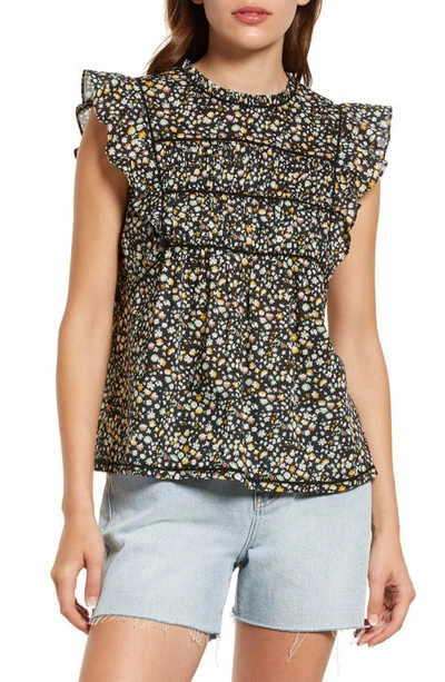 Rails Filomena Floral Print Cotton Blouse In Black Mini Floral