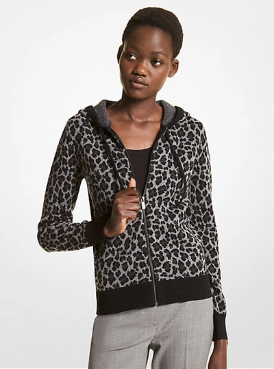 Michael Kors Ocelot Jacquard Hoodie In Grey