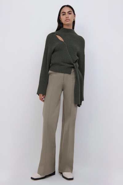 Jonathan Simkhai Kassandra Boot Cut Pant In Olivine