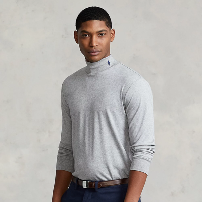 Polo Ralph Lauren Soft Cotton Mockneck Shirt In Andover Heather