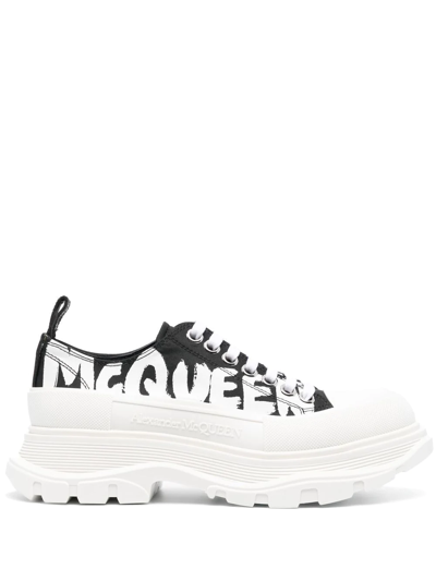 スニーカー Alexander McQueen GRAFFITI-PRINT LOW-TOP Sneakers Alexander Mcqueen Graffiti-print Low-top Sneakers In Black