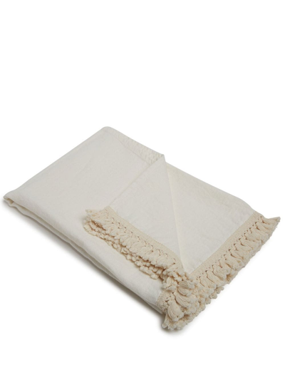 Once Milano Fringed Beach-towel In White