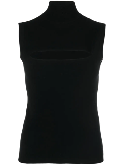 P.a.r.o.s.h Knitted Cut-out Detail Top In Black