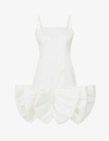 Rotate Birger Christensen Leiza Puffy Ruffled Mini Fit-and-flare Dress In Bright White