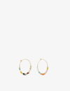 ANNI LU SHELLY ELDORADO 18CT YELLOW-GOLD PLATED BRASS AND GLASS BEADED HOOP EARRINGS