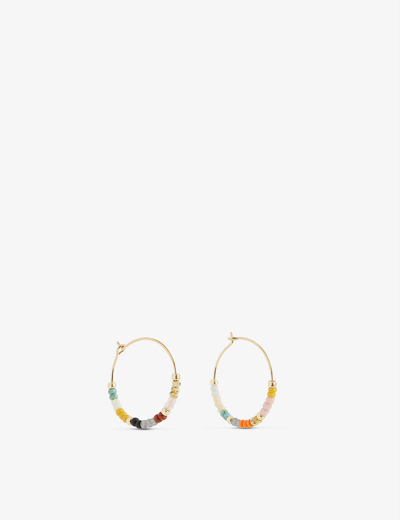 Anni Lu Shelly Eldorado 18ct Yellow-gold Plated Brass And Glass Beaded Hoop Earrings In Multi