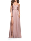 La Femme Simple Strapless Jersey Dress In Pink