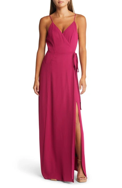 Wayf The Angelina Slit Wrap Gown In Purple