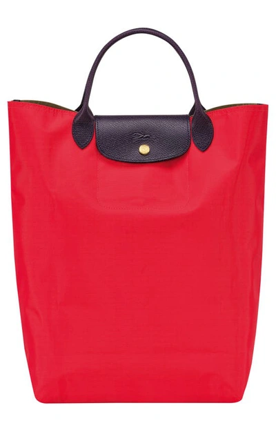 Longchamp Women's Le Pliage N/s Colorblock Canvas Top Handle Tote In Kiss Red