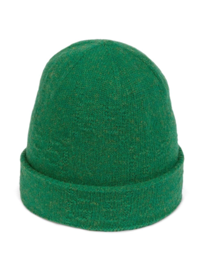 Gucci Kids' Gg-logo Knitted Hat In Green