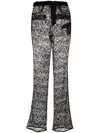Saint Laurent Straight-leg Floral Lace Trousers In Schwarz