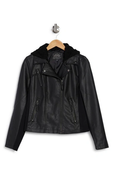 Sebby Hooded Faux Leather Jacket In Black