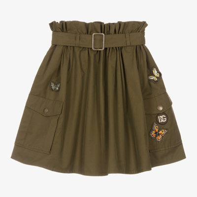 Dolce & Gabbana Babies' Girls Khaki Green Cargo Skirt