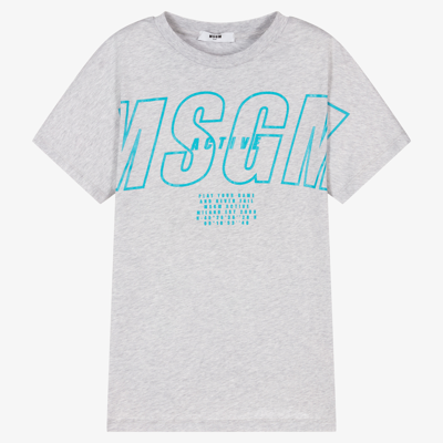 Msgm Teen Boys Grey Logo T-shirt