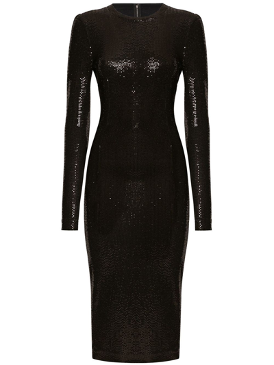 Dolce & Gabbana Sequin Embellished Midi Dress In Black