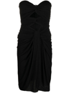 Saint Laurent Corseted Sweetheart-neck Cut-out Woven Mini Dress In Nero