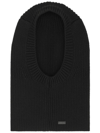 Saint Laurent Large Ribbed Balaclava In Wool In Nero