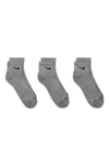 Nike 3-pack Everyday Ankle Socks In Carbon Heather/ Black