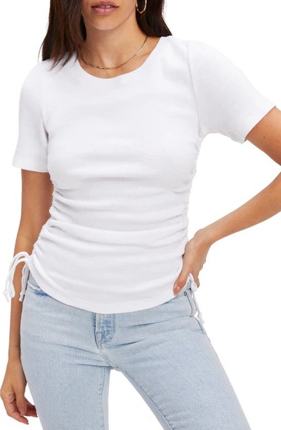 Good American Ruched Side Cotton T-shirt In White001