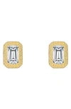 Lafonn Classic Simulated Diamond Stud Earrings In Gold/ Clear Sqaure