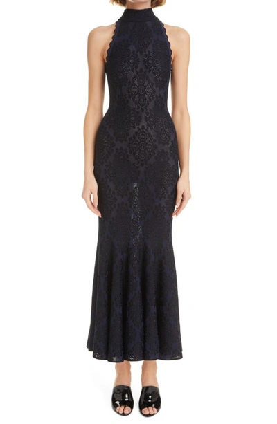 Alaa Scallop Trim Mermaid Hem Lace Midi Dress In Marinenoir | ModeSens