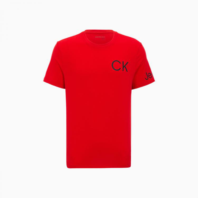 Calvin Klein Ck Jeans22春夏男士休闲简约纯棉圆领印花吸汗透气短袖t恤40dc821 In Red