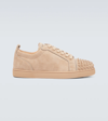 Christian Louboutin Louis Junior Spikes Orlato Suede Sneaker In Beige