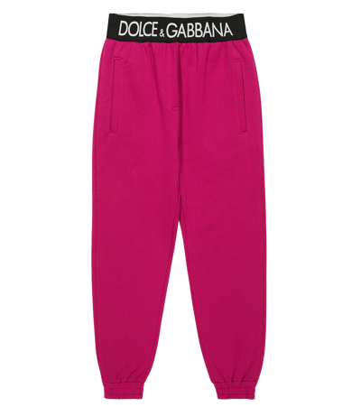Dolce & Gabbana Kids' Logo Cotton Jersey Sweatpants In Plum