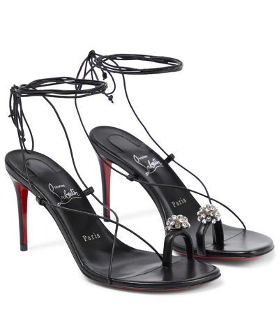 Christian Louboutin Just Un Fil 85 Crystal-embellished Leather Sandals In Black