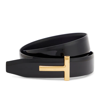 Tom Ford Reversible Belt With Logo Plaque In Black