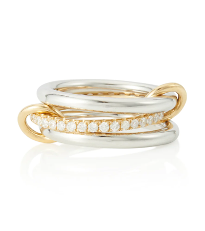 Spinelli Kilcollin Libra Sterling Silver And 18kt Gold Ring With Diamonds In Sg