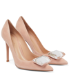 Gianvito Rossi Jaipur 105 Embellished Suede Pumps In Peach