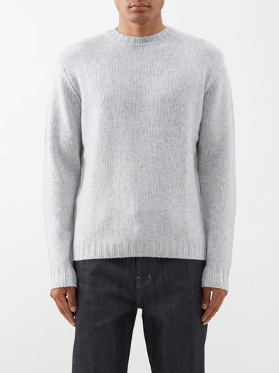 Allude Crew-neck Wool-blend Sweater In Grey