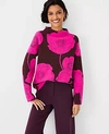 ANN TAYLOR FLORAL JACQUARD FUNNEL NECK SWEATER