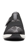Clarks Un Rio Strap Sneaker In Black Snake Leather