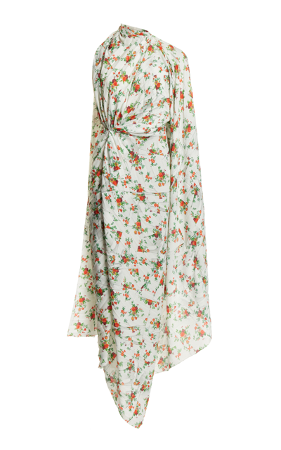 Balenciaga Draped Asymmetric Floral Maxi Dress In Multi | ModeSens