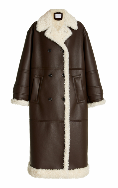 Stand Studio Hayley Faux Leather And Shearling Coat In Brown