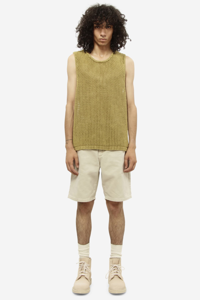 Stussy O Dyed Mesh Tank Top In Khaki