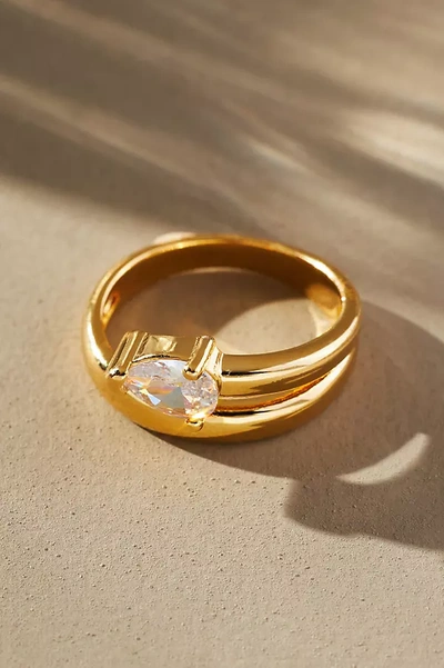 Anthropologie Crystal Twist Ring In Gold
